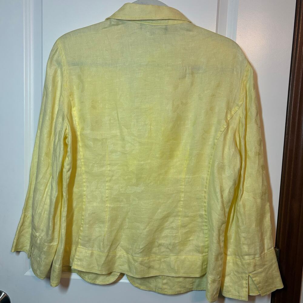 Jones New York Linen Blazer Yellow Floral Jacquard Lightweight Jacket Women’s 12 - Picture 2 of 8